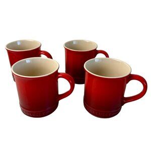 Le Creuset Cerise Red Stoneware Mugs 14 oz Set Of 4 (Set 1 of 2)